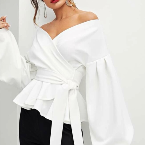 Balloon Sleeve Wrap Blouse - Picture 2 of 5